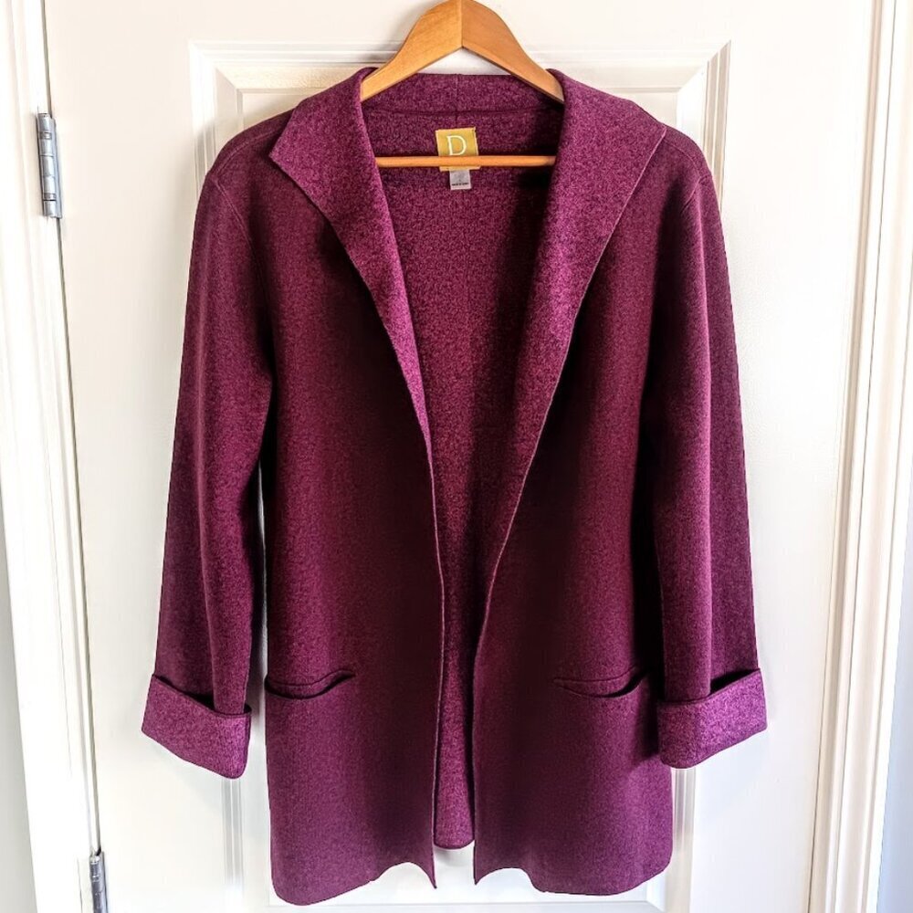 Damask Cranberry Cotton Knit Cardigan Sweater